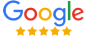 Google logo with 5 stars underneath